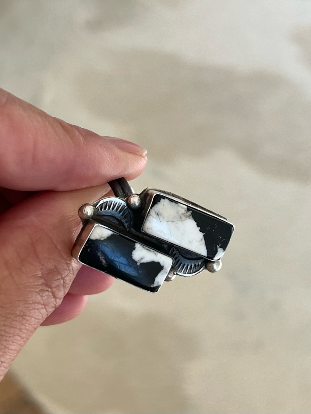 Navajo Vintage White Buffalo Sterling Ring